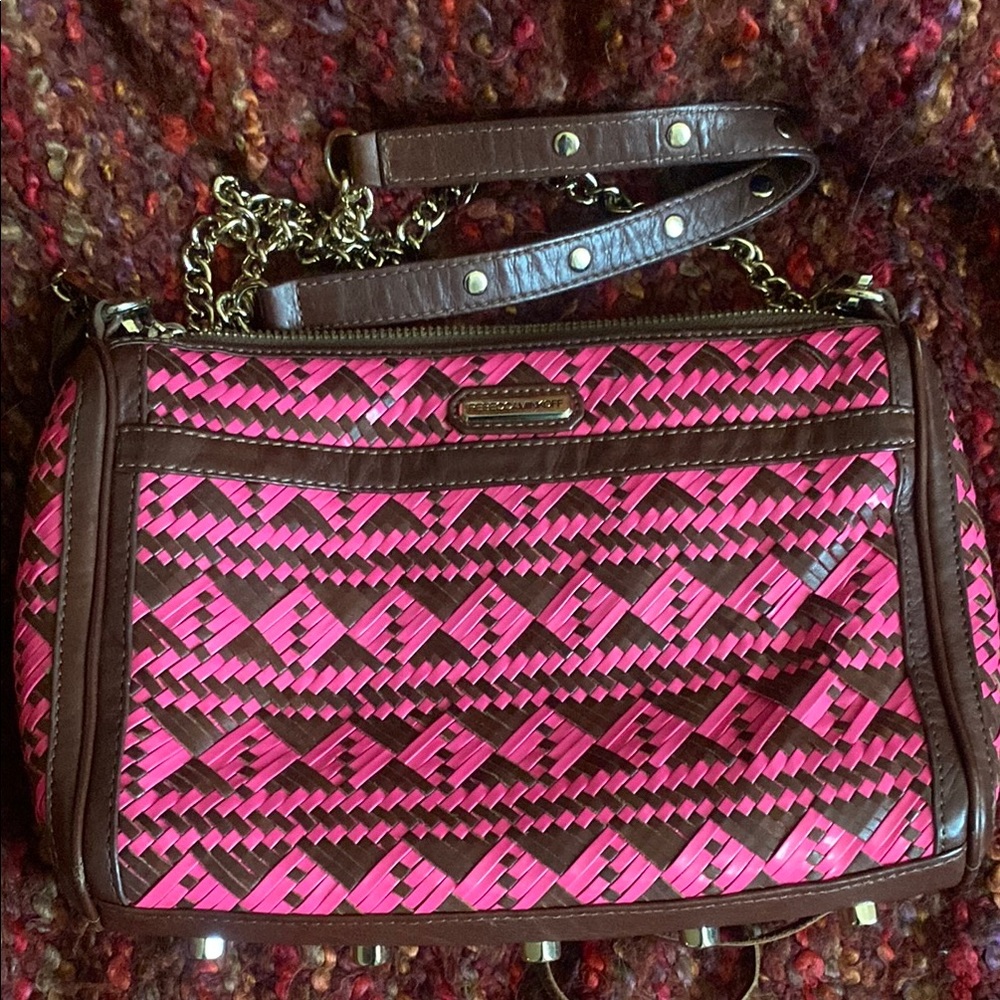 Rebecca Minkoff MAC Woven Leather Clutch Crossbody Bag